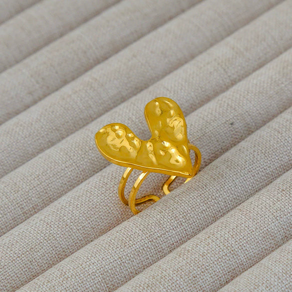 Wholesale Women's Geometric Stainless Steel Titanium Steel Ring With Geometric Plants And Flowers Pattern 18K Gold Electroplated Ins Style