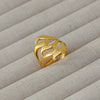 Wholesale Women's Geometric Stainless Steel Titanium Steel Ring With Geometric Plants And Flowers Pattern 18K Gold Electroplated Ins Style