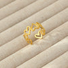 Wholesale Women's Geometric Stainless Steel Titanium Steel Ring With Geometric Plants And Flowers Pattern 18K Gold Electroplated Ins Style