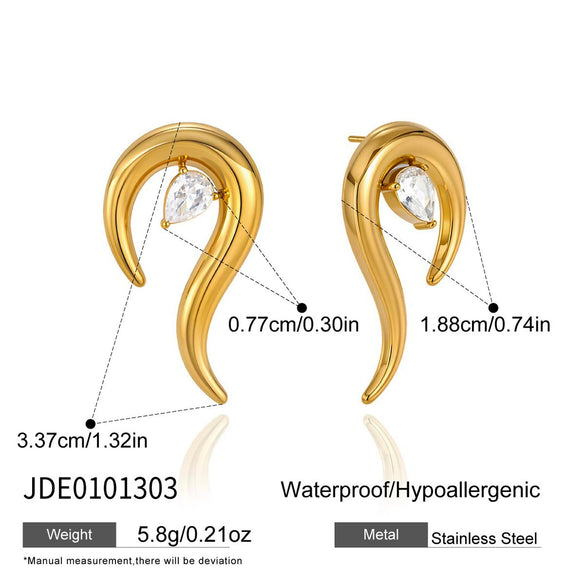 Wholesale Women's Geometric Stainless Steel Titanium Steel Zircon Earrings With Pvd Furnace Vacuum Real Gold Plating