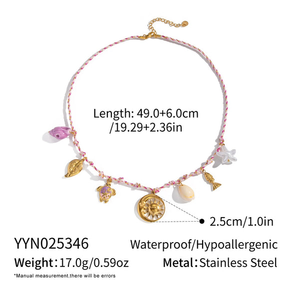 Wholesale Women's Geometric Stainless Steel Turtle Shell Pendant Necklace With Pvd Furnace Vacuum Real Gold Plating And Rope Chain