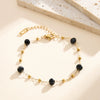 Wholesale Women's Geometric Stainless Steel Vacuum Plated Bracelet With Natural Black Crystal Beads