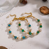 Wholesale Women's Geometric Stainless Steel Vacuum Plated Bracelet With Natural Stone Lapis Lazuli Green Agate And Freshwater Pearl
