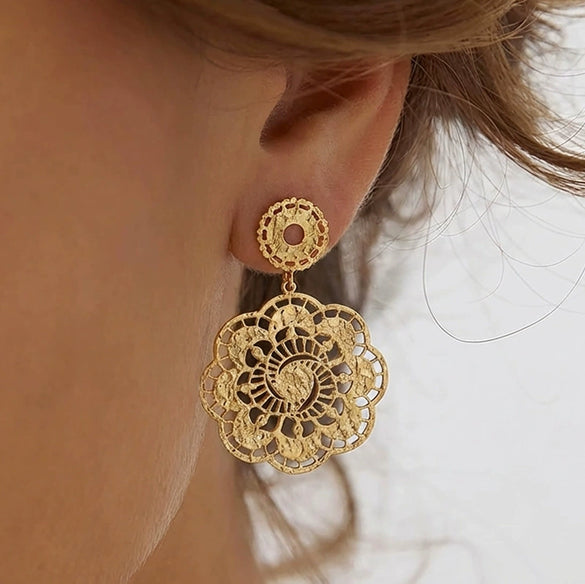 Wholesale Women's Geometric Stainless Steel Vacuum Plated Earrings With Minimalist Style