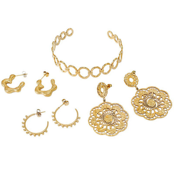 Wholesale Women's Geometric Stainless Steel Vacuum Plated Earrings With Minimalist Style