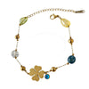Wholesale Women's Geometric Stainless Steel Vacuum Plated Fourleaf Flower Beaded Bracelet