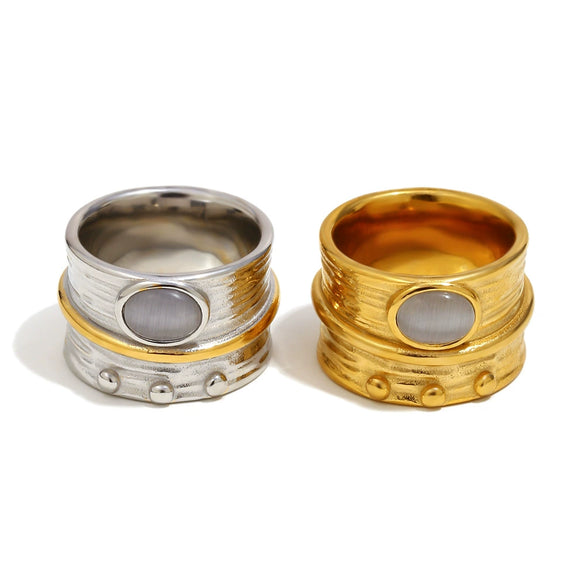 Wholesale Women's Geometric Stainless Steel Vacuum Plated Old Money Style Ring Bracelet Accessories