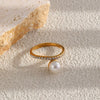 Wholesale Women's Geometric Stainless Steel Vacuum Plated Ring With Highgrade Zircon And Imitation Pearl Niche Jewelry