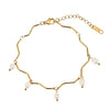 Wholesale Women's Geometric Stainless Steel Vacuum Plated Wave Pearl Bracelet With Original Design