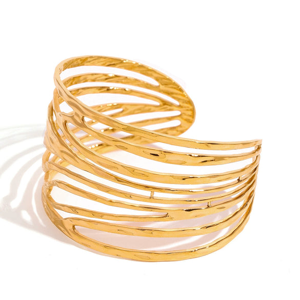 Wholesale Women's Geometric Stainless Steel Vacuum Real Gold Plated Accessories Rings And Bracelets
