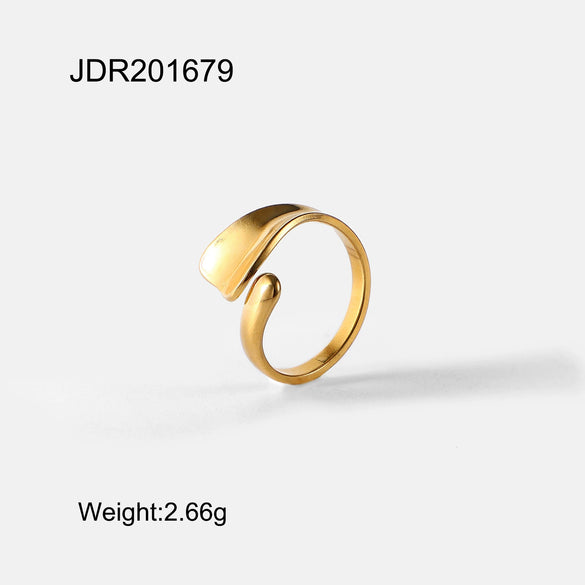 Wholesale Women's Geometric Stainless Steel Vacuum Real Gold Plated Accessories Rings And Bracelets