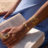 Wholesale Women's Geometric Stainless Steel Vacuum Real Gold Plated Accessories Rings And Bracelets
