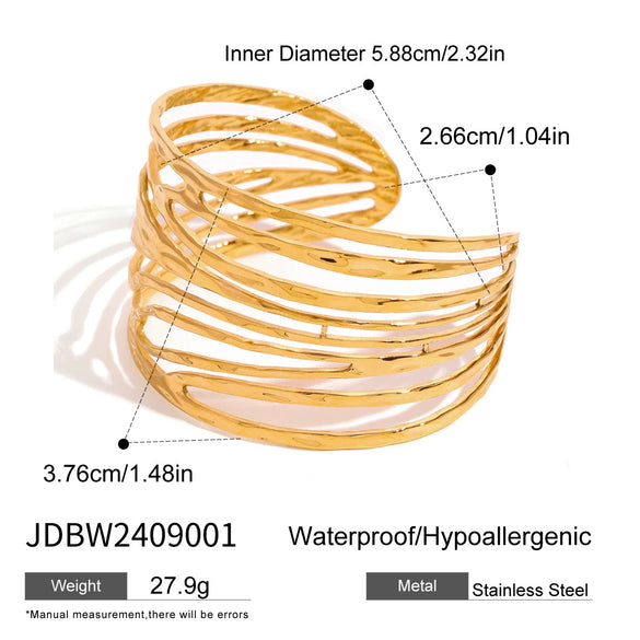 Wholesale Women's Geometric Stainless Steel Vacuum Real Gold Plated Accessories Rings And Bracelets