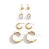Wholesale Women's Geometric Stainless Steel Vacuum Real Gold Plated Earrings Jewelry