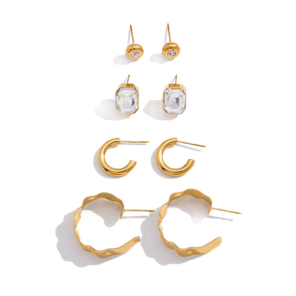 Wholesale Women's Geometric Stainless Steel Vacuum Real Gold Plated Earrings Jewelry