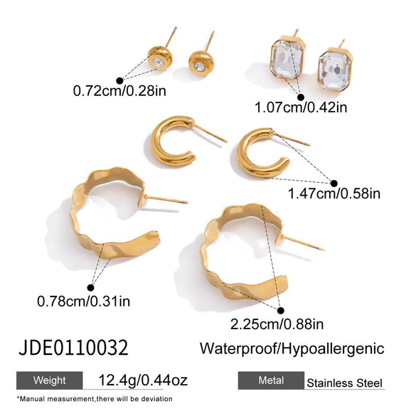 Wholesale Women's Geometric Stainless Steel Vacuum Real Gold Plated Earrings Jewelry