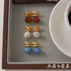 Wholesale Women's Geometric Stainless Steel Vacuum Real Gold Plated Earrings
