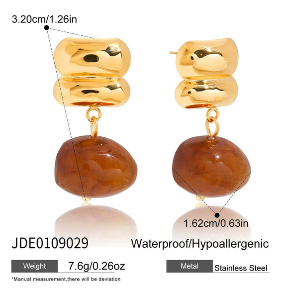 Wholesale Women's Geometric Stainless Steel Vacuum Real Gold Plated Earrings