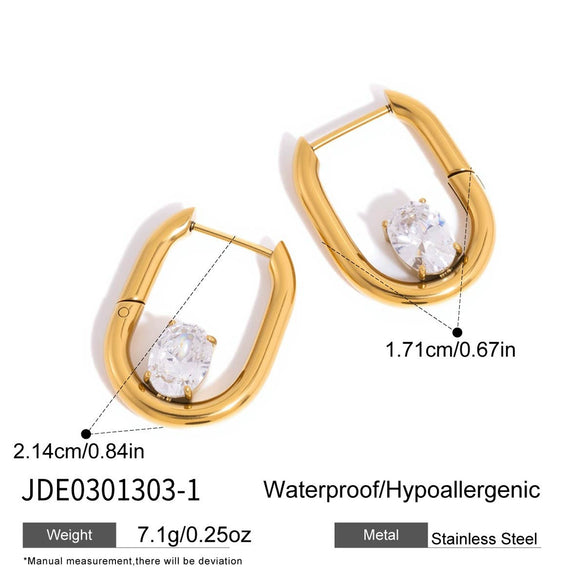 Wholesale Women's Geometric Stainless Steel Vacuum Real Gold Plated Earrings
