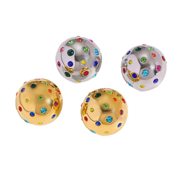 Wholesale Women's Geometric Stainless Steel Vacuum Real Gold Plated Earrings