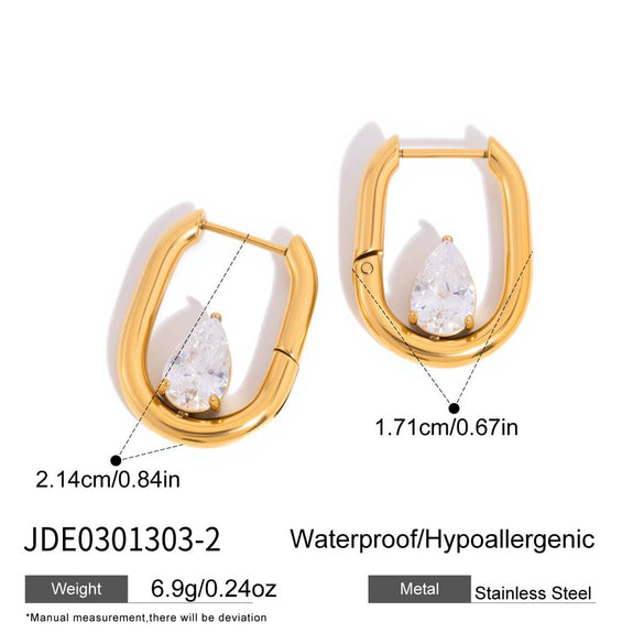 Wholesale Women's Geometric Stainless Steel Vacuum Real Gold Plated Earrings