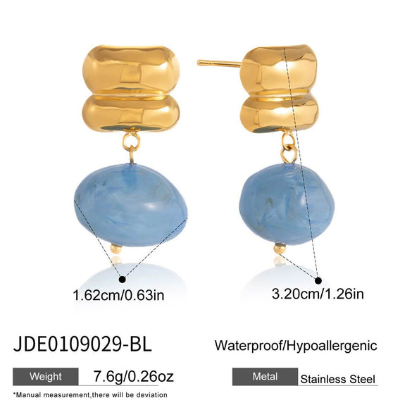 Wholesale Women's Geometric Stainless Steel Vacuum Real Gold Plated Earrings