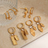 Wholesale Women's Geometric Stainless Steel Vacuum Real Gold Plated Earrings
