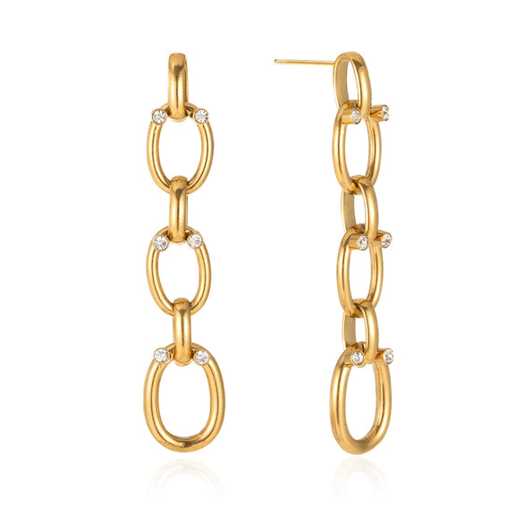 Wholesale Women's Geometric Stainless Steel Vacuum Real Gold Plated Earrings