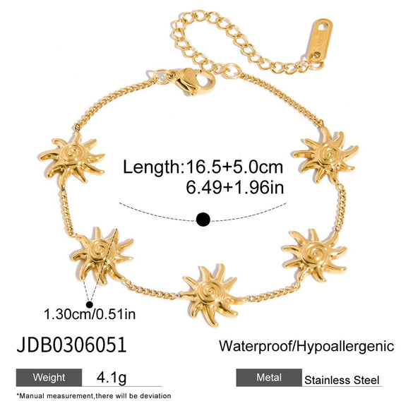 Wholesale Women's Geometric Stainless Steel Vacuum Real Gold Plated Jewelry Bracelet