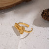 Wholesale Women's Geometric Stainless Steel Vacuum Real Gold Plated Jewelry Open Ring And Tableware Spoons And Forks
