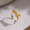 Wholesale Women's Geometric Stainless Steel Vacuum Real Gold Plated Jewelry Open Ring And Tableware Spoons And Forks