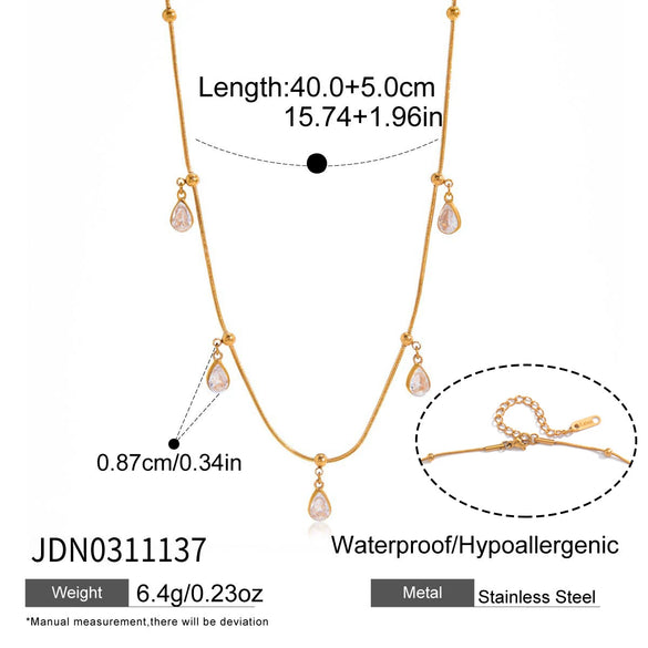 Wholesale Women's Geometric Stainless Steel Vacuum Real Gold Plated Necklace With Yshaped Chain And Cross Design
