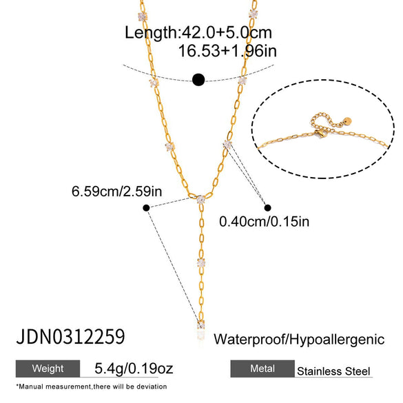 Wholesale Women's Geometric Stainless Steel Vacuum Real Gold Plated Necklace With Yshaped Chain And Cross Design