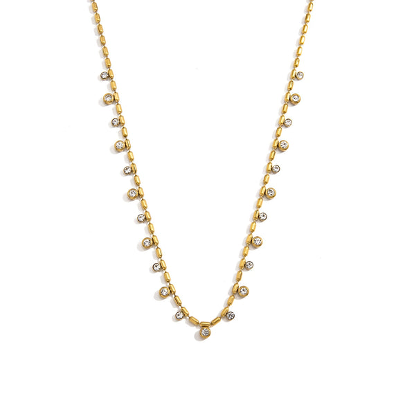 Wholesale Women's Geometric Stainless Steel Vacuum Real Gold Plated Necklace