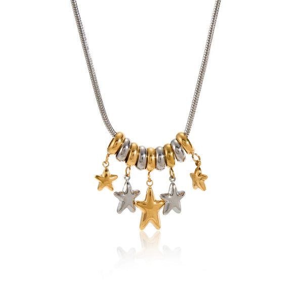 Wholesale Women's Geometric Stainless Steel Vacuum Real Gold Plated Necklace