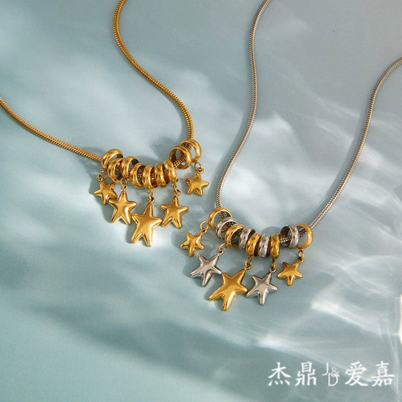 Wholesale Women's Geometric Stainless Steel Vacuum Real Gold Plated Necklace