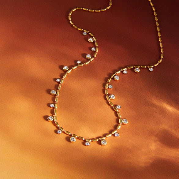 Wholesale Women's Geometric Stainless Steel Vacuum Real Gold Plated Necklace