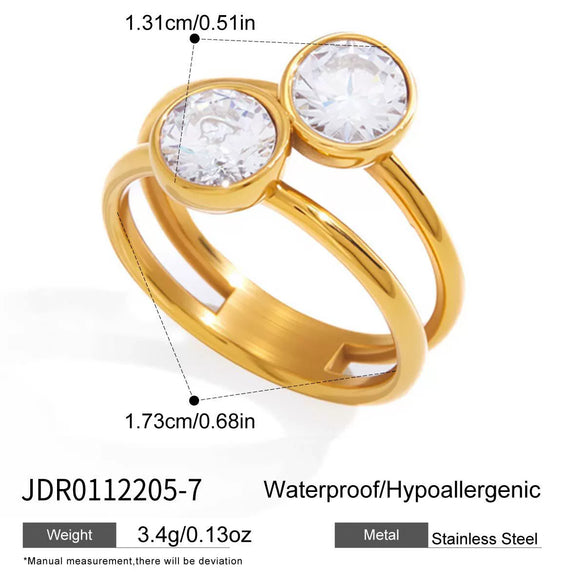 Wholesale Women's Geometric Stainless Steel Vacuum Real Gold Plated Ring Jewelry Accessories