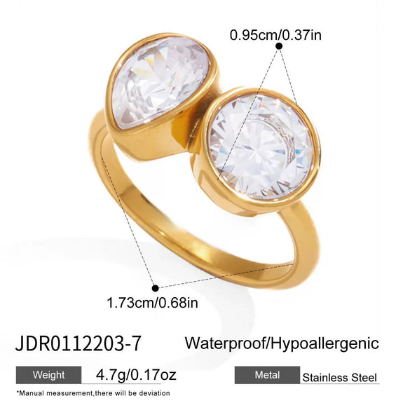 Wholesale Women's Geometric Stainless Steel Vacuum Real Gold Plated Ring Jewelry Accessories