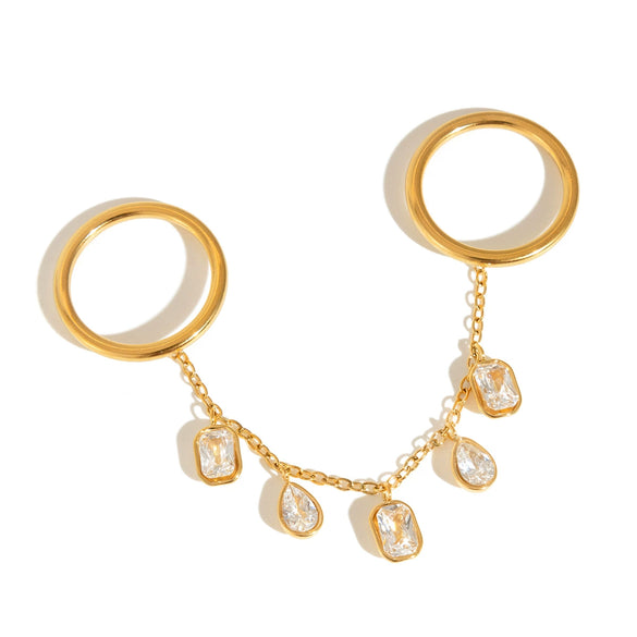 Wholesale Women's Geometric Stainless Steel Vacuum Real Gold Plated Stackable Rings