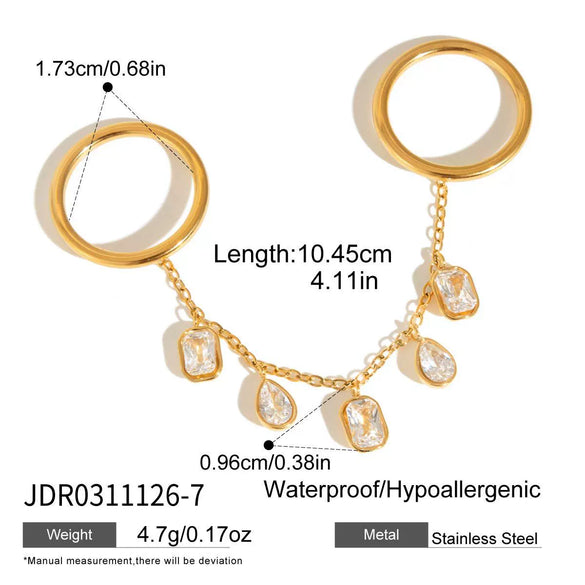 Wholesale Women's Geometric Stainless Steel Vacuum Real Gold Plated Stackable Rings