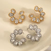 Wholesale Women's Geometric Stainless Steel Vacuum Real Gold Plated Stud Earrings Light Luxury Highend Style