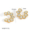 Wholesale Women's Geometric Stainless Steel Vacuum Real Gold Plated Stud Earrings Light Luxury Highend Style