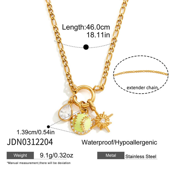 Wholesale Women's Geometric Stainless Steel Vacuum Real Gold Plated Tennis Necklace
