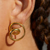 Wholesale Women's Geometric Stainless Steel Vacuum Real Gold Plated Twisted Line Earrings