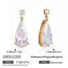Wholesale Women's Geometric Stainless Steel Vacuum Real Gold Plated Water Dropshaped Necklace Jewelry