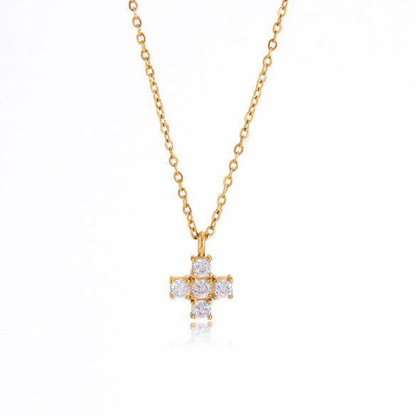Wholesale Women's Geometric Stainless Steel Vacuum Real Gold Plated Water Dropshaped Necklace Jewelry