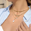 Wholesale Women's Geometric Stainless Steel Vacuum Real Gold Plated Water Dropshaped Necklace Jewelry