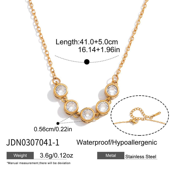 Wholesale Women's Geometric Stainless Steel Vacuum Real Gold Plated Water Dropshaped Necklace Jewelry