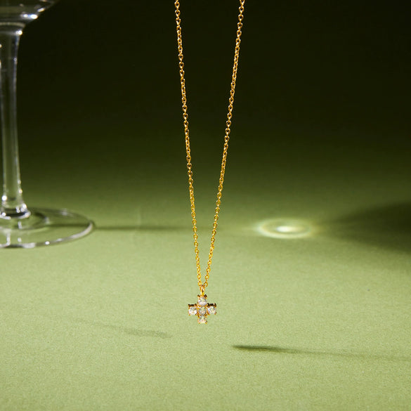 Wholesale Women's Geometric Stainless Steel Vacuum Real Gold Plated Water Dropshaped Necklace Jewelry